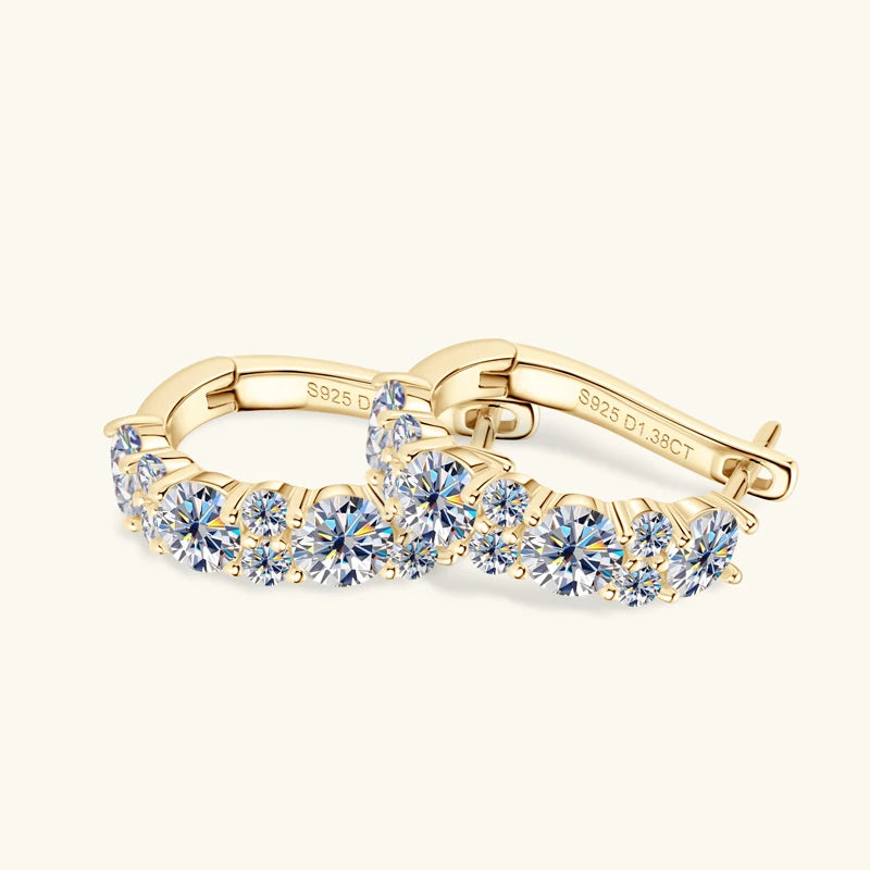 Moisanite Diamond Hoop Earrings - 925 Sterling Silver Moisanite Diamond Hoop Earrings - 925 Sterling Silver